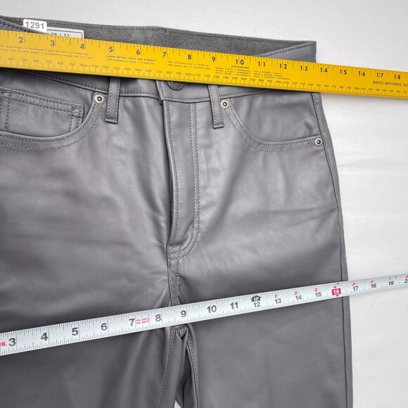 Gap Vintage Slim High Rise Faux Leather Ankle Pants Gray Women's‎ 26/12R - Picture 7 of 11
